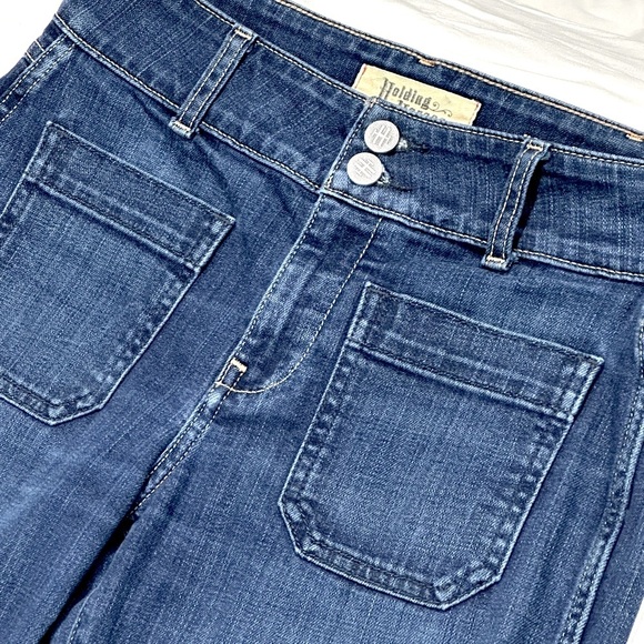 ๐๐ต HOLDING HORSES Flare Wide-Leg Jeans | Sz 26 High Waist Dk Wash Anthropologie - Picture 4 of 4